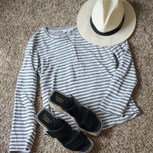 Striped Vintage America L/S Henley Top Sz M